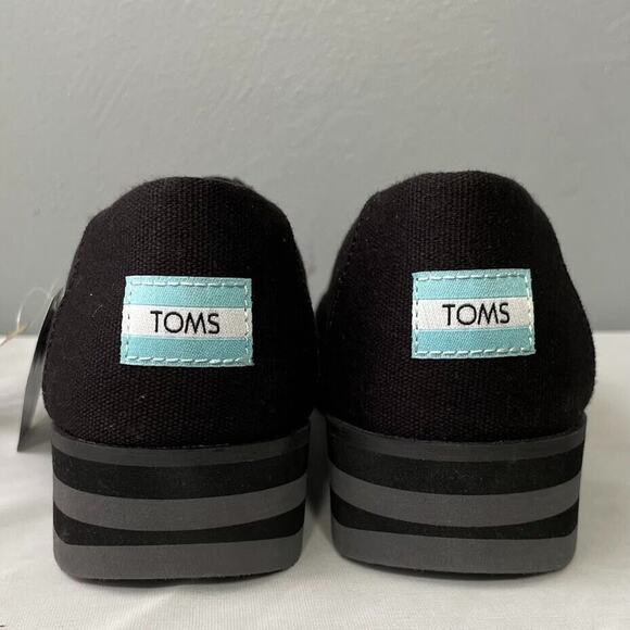 Toms Alpargata Alp Midform Platform Womens Size 8.5 Black Canvas Slip On Shoes - Picture 5 of 7